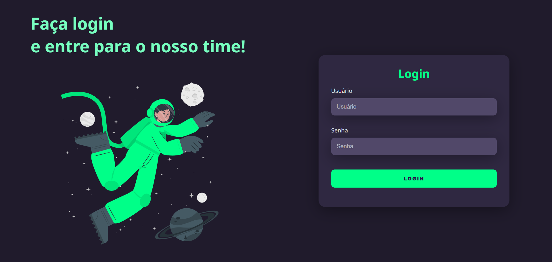 Página de login Dark
